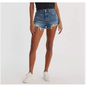 Levi's Women High Rise Denim Jean Shorts Regular Fit 3" Heavyweight Sz 28 US 6